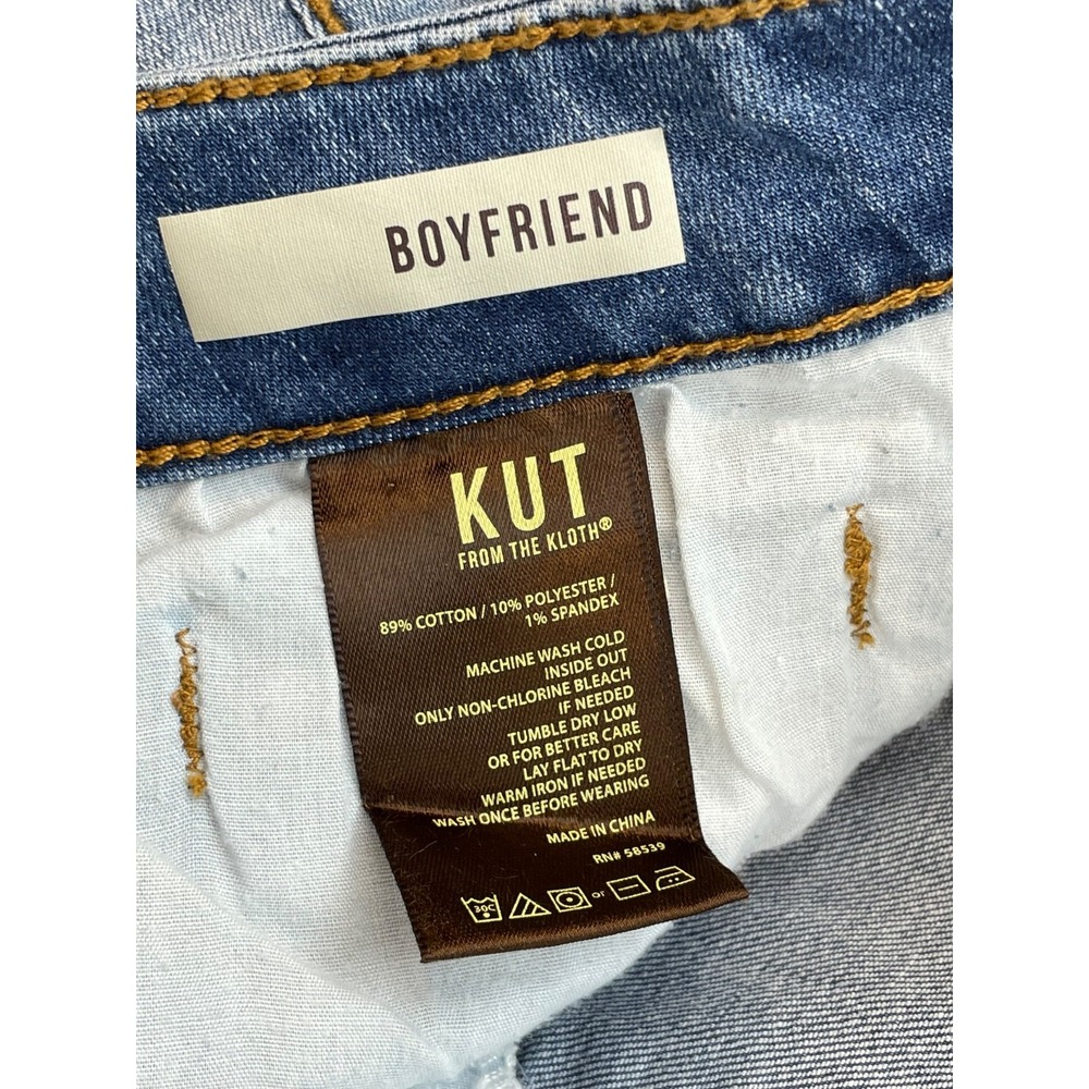 Kut From The Kloth Jeans Womens 10 Blue Cotton Blend Stretch Boyfriend Mid-Rise - Picture 4 of 7